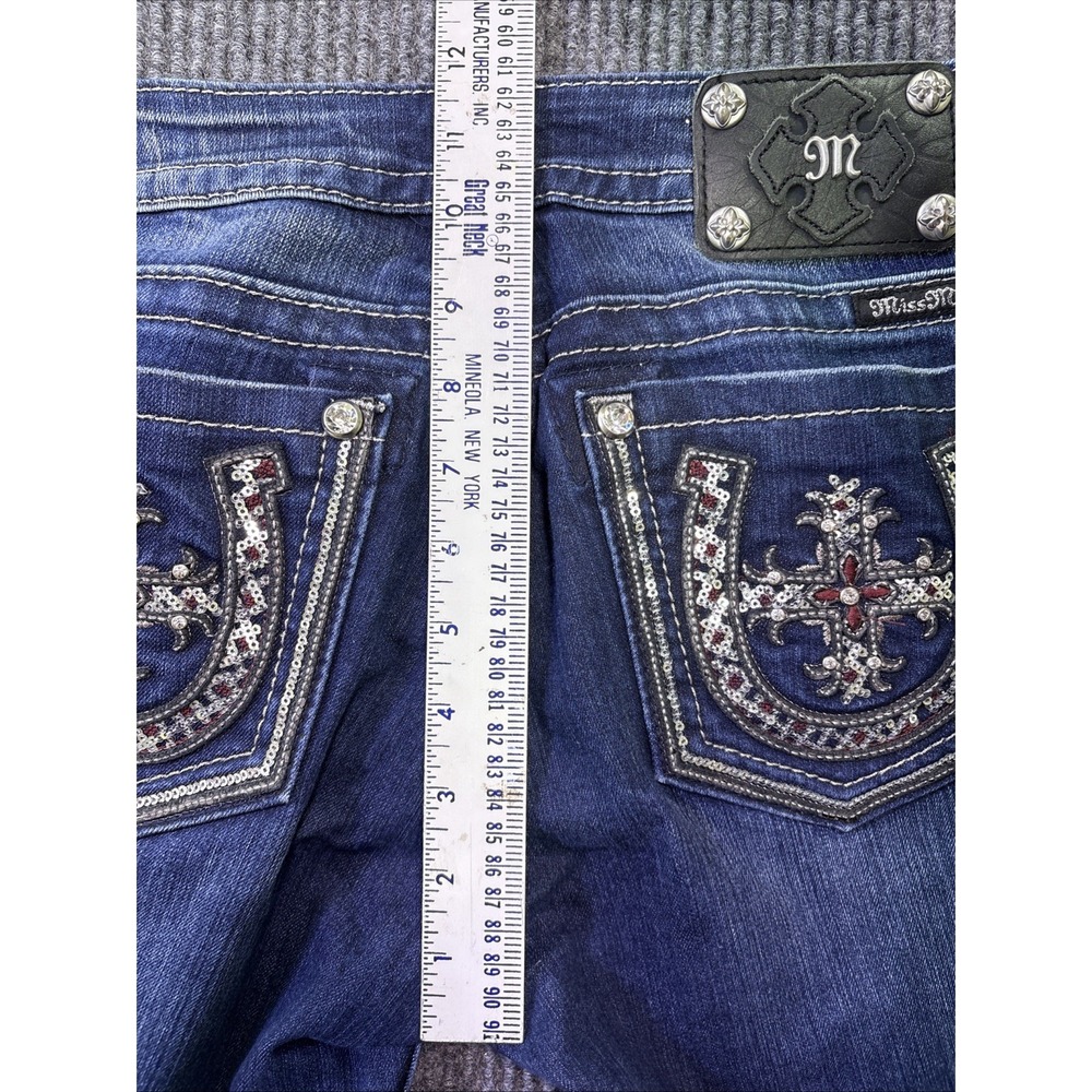 Miss Me Easy Boot Jeans Women's 30x33 Embellished Rhinestone horseshoe cross Y2K - Picture 9 of 11